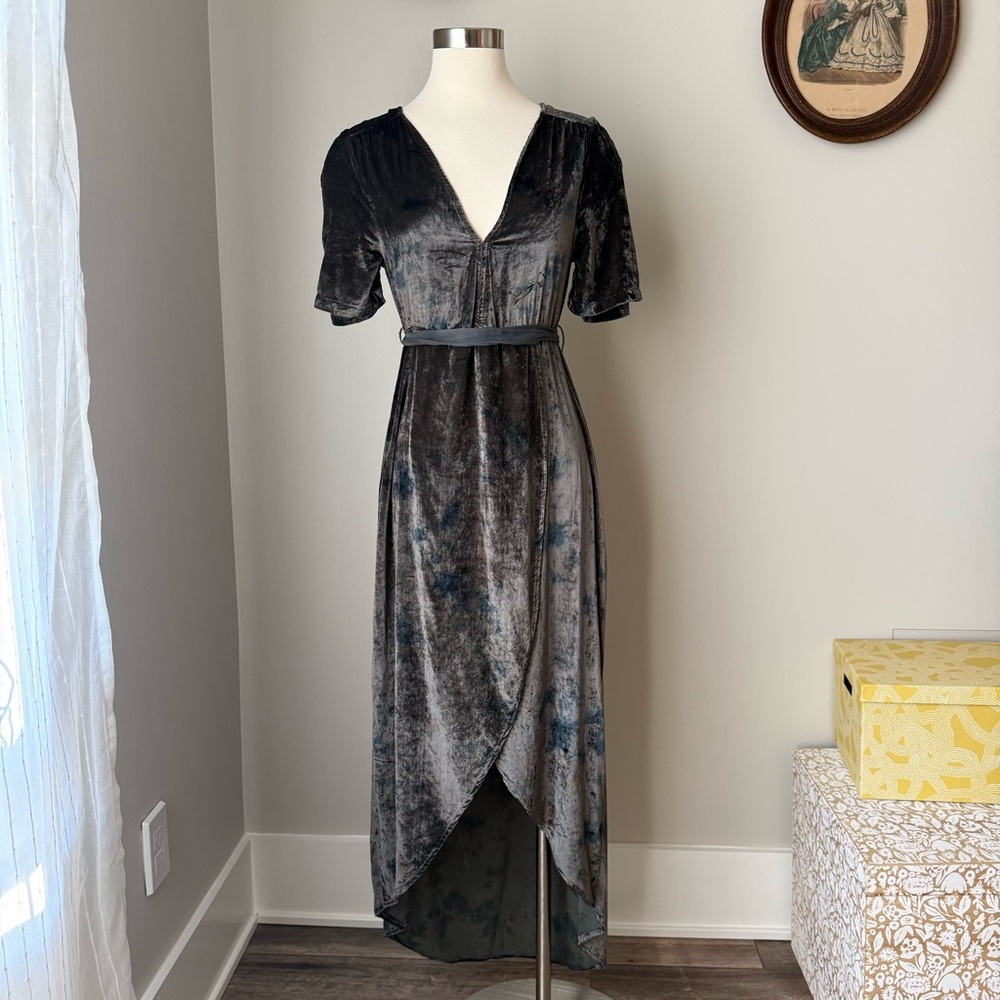 Tie-dye boho velvet wrap dress with sheer back - Gypsy 05